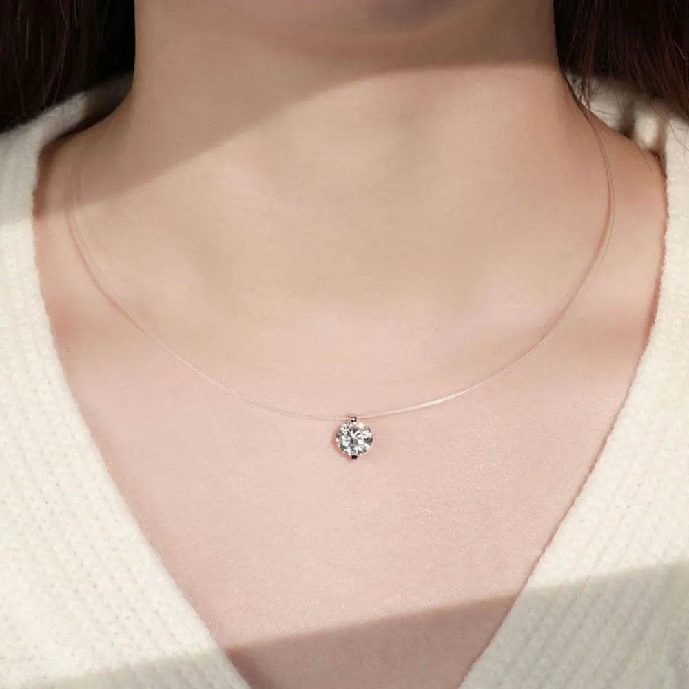 1 Carat D Color Round Moissanite Necklace in 925 Sterling Silver - Perfect Gift for Her