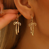 18K Gold-Plated Bow Tie Drop Earrings Gold One Size