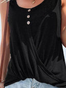 Full Size Decorative Button Round Neck Tank Plus Size - Store 42