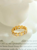 Elegant 18K Gold-Plated Titanium Steel Ring with Zircon Inlay - Stylish and Durable - Store 42