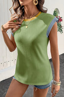 Contrast Trim Ribbed Knit Sleeveless Top