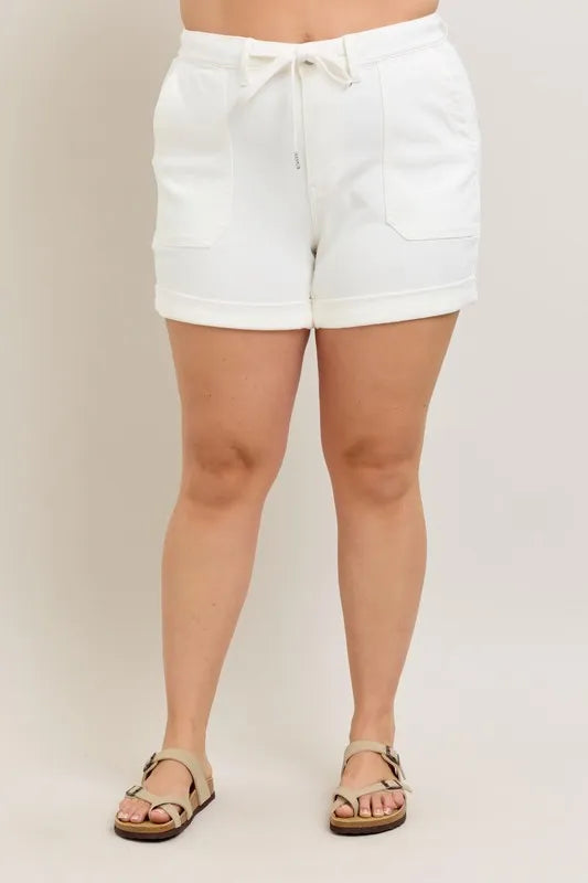 Judy Blue Plus Size High Waist Cuff Denim Shorts with Pockets - Casual Summer Essential