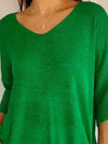 Full Size Relaxed Fit Ribbed Hem Sweater Plus Size Green