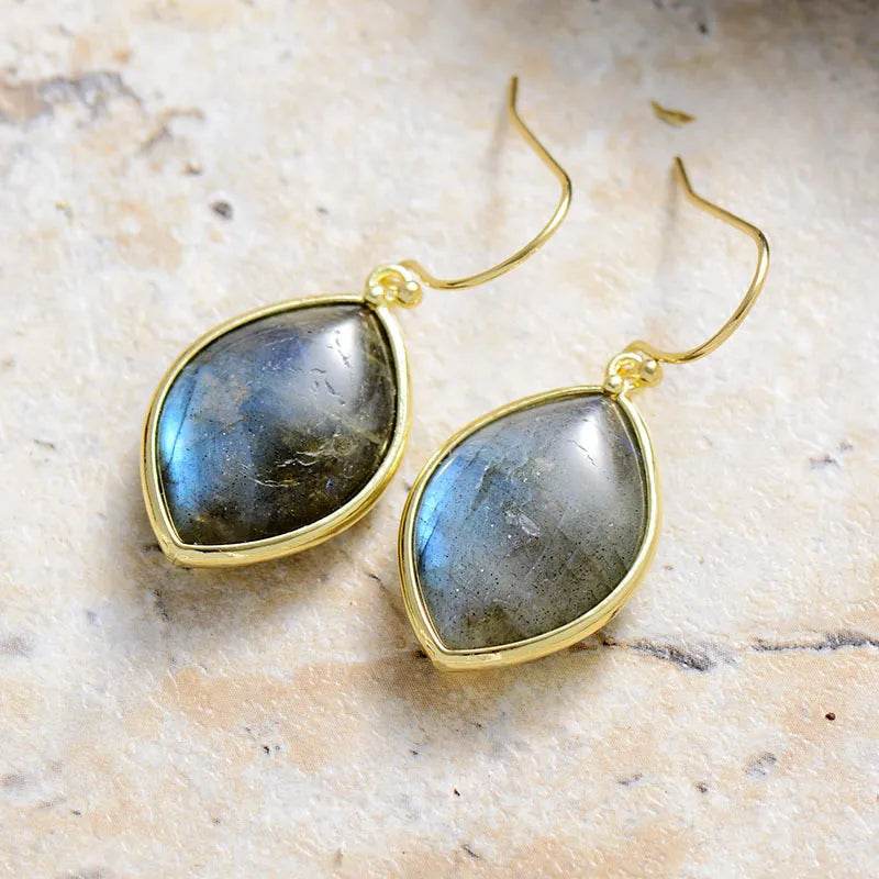 Elegant Copper Teardrop Earrings with Imperial Stone - Unique Artisan Jewelry