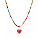 Colorful Resin Heart Necklace Gold One Size