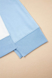 Stylish Color Block Crew Neck T-Shirt with Exposed Seams - Soft Cotton Blend, Slightly Stretchy - Store 42