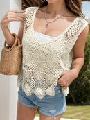 Cutout Wide Strap Cover-Up Cream One Size