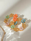 Elegant 18K Gold-Plated Stainless Steel Flower Earrings with Synthetic Crystals - Store 42
