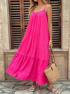 Scoop Neck Tiered Maxi Cami Dress Hot Pink