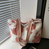 Large Cow Print Furry Tote Bag - Stylish Faux Fur, PU Leather, and Polyester Material - Store 42