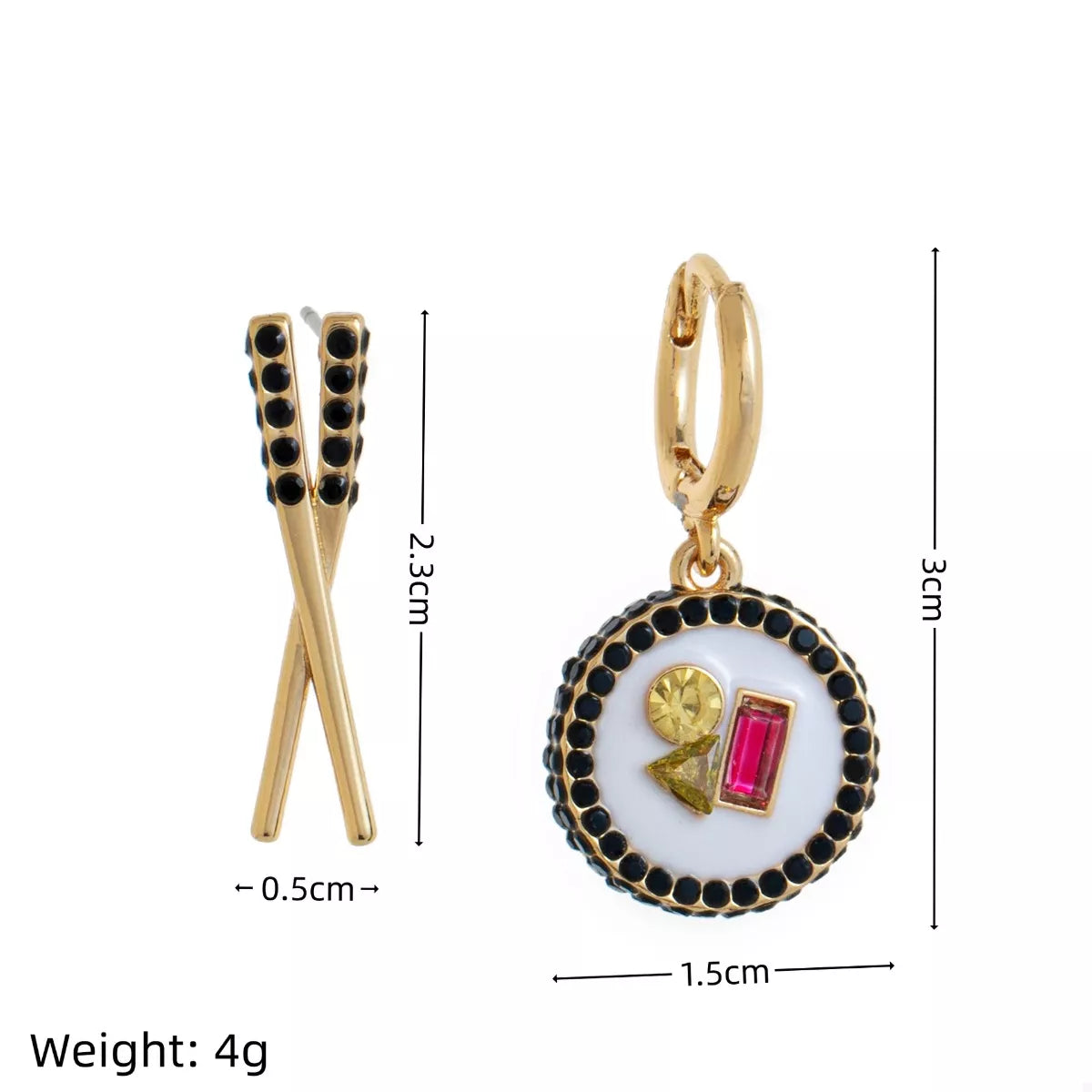 Food Theme Copper Asymmetry Earring Sushi onesize
