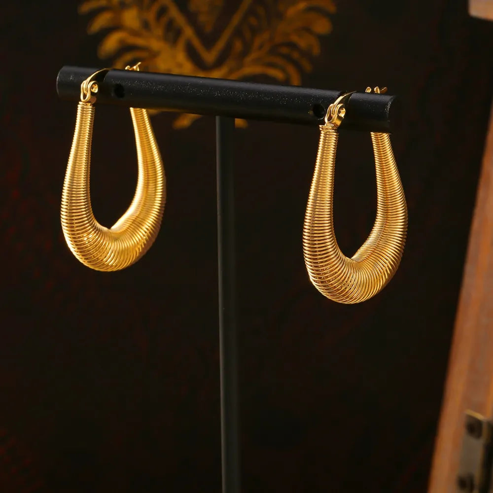 Elegant 18K Gold-Plated Titanium Steel U Shape Earrings – Lightweight & Stylish
