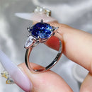 3 Carat Moissanite 925 Sterling Silver Ring Royal Blue