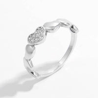 925 Sterling Silver Heart Ring with Inlaid Zircon - Elegant Platinum-Plated Design - Store 42
