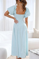 Sweetheart Neck Puff Sleeve Dress