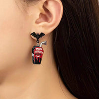 Halloween Gothic Vampire Coffin Bat Wing Drop Earrings - Store 42