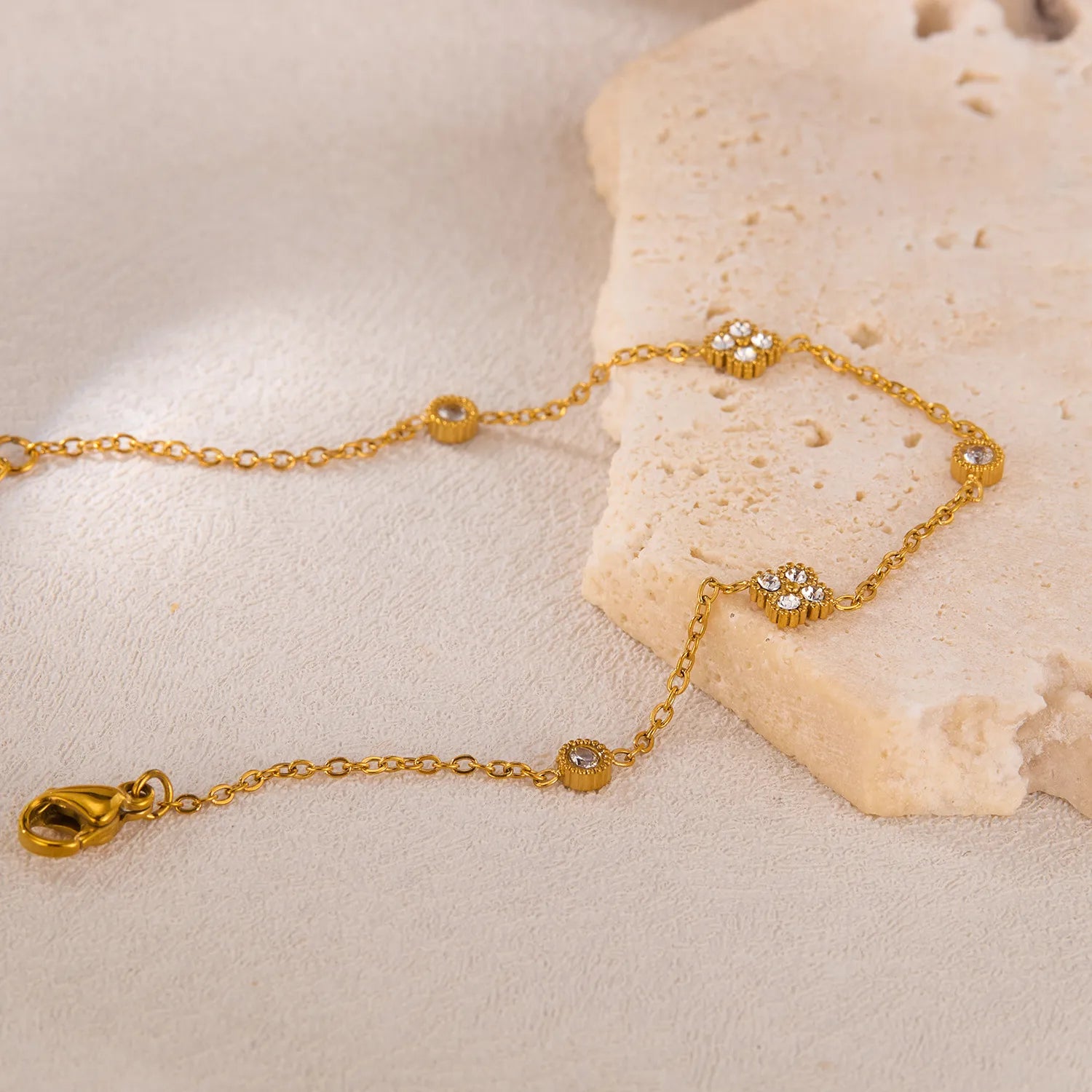 18K Gold-Plated Titanium Steel Inlaid Zircon Bracelet