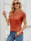 Round Neck Short Sleeve Knit Top Caramel