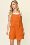 Double Take Full Size Texture Sleeveless Romper Tangerine