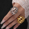 Elegant 18K Gold-Plated Stainless Steel Cutout Ring - Adjustable Sizes 6-8 - Store 42