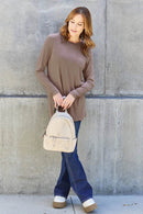 Basic Bae Women's Full Size Round Neck Long Sleeve Top with Pockets and Moderate Stretch - Store 42