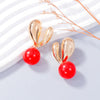 Alloy Drip Oil Bunny Earrings Red One Size
