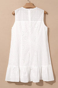 Floral Eyelet Embroidered Sleeveless Shift Dress