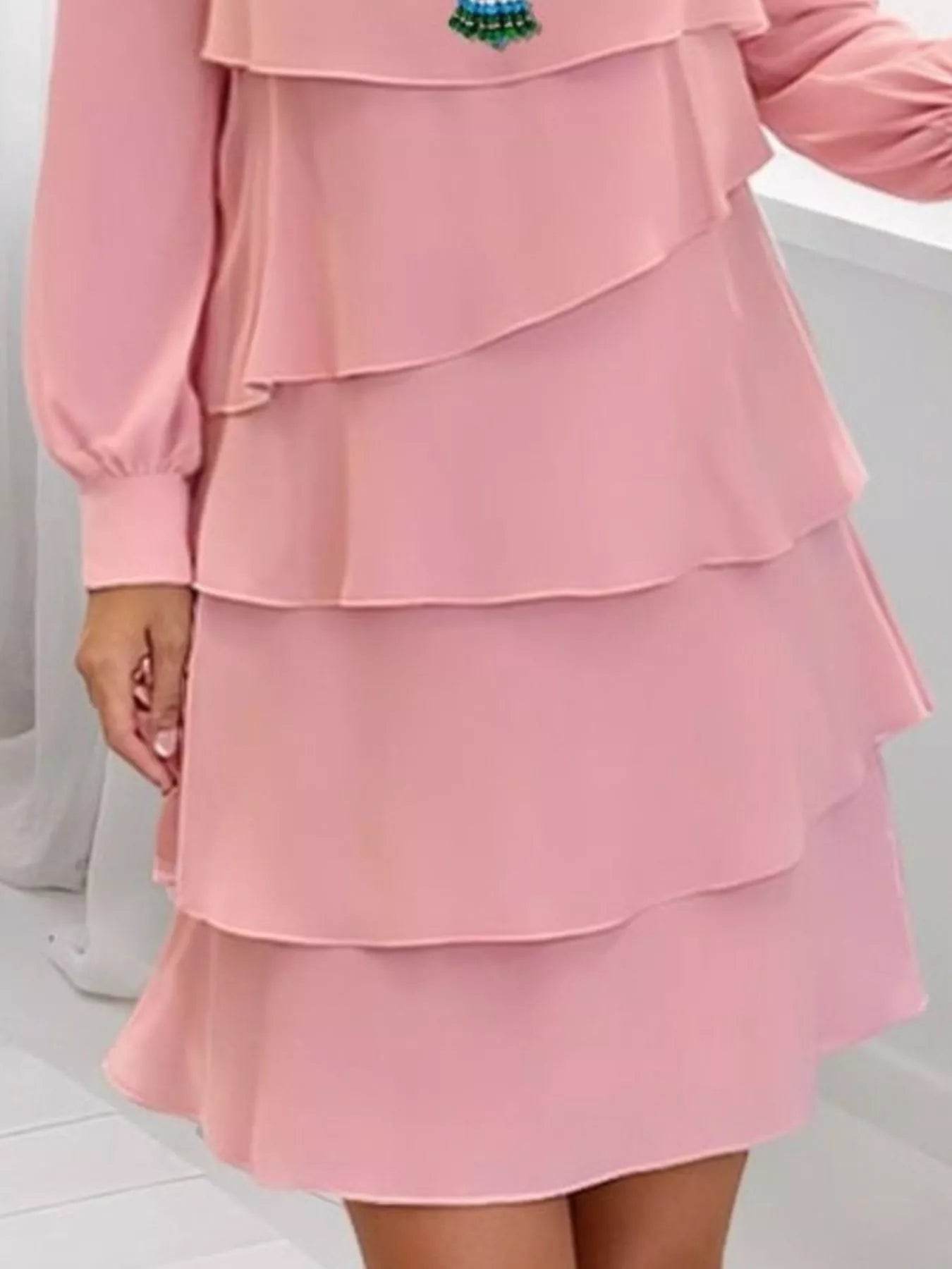 Full Size Layered Long Sleeve Mini Dress Plus Size - Store 42