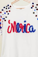 BiBi Metallic Letter Spangle Raglan Puff Sleeve Top - Store 42