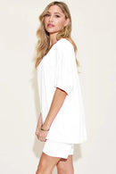 Basic Bae Bamboo Full Size V-Neck Drop Shoulder T-Shirt and Shorts Set