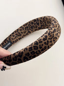 Leopard Polyester Wide Headband Brown One Size