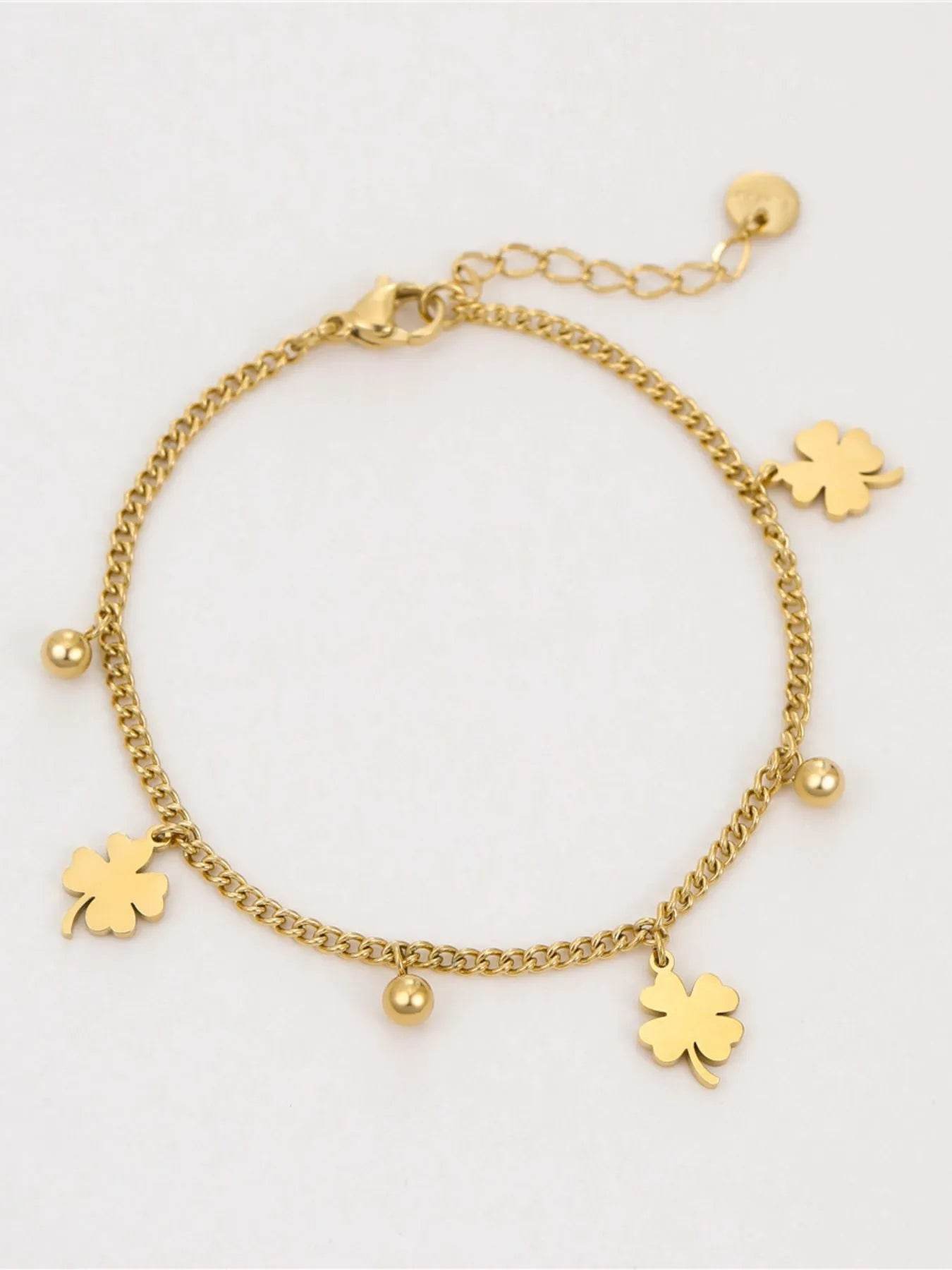 Elegant Stainless Steel Four Leaf Clover Bracelet - Hypoallergenic Good Luck Charm in Gold/Silver - Store 42