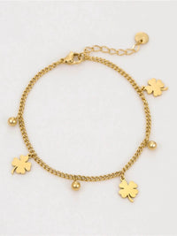 Elegant Stainless Steel Four Leaf Clover Bracelet - Hypoallergenic Good Luck Charm in Gold/Silver - Store 42