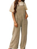 Full Size Casual Wide Leg Textured Overalls Plus Size