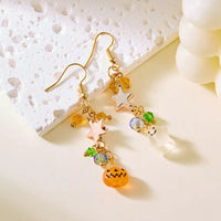 Halloween Asymmetrical Pumpkin Ghost Earrings