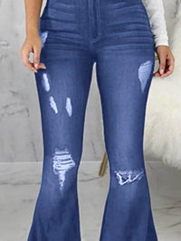 Full Size Distressed Raw Hem Flare Jeans Plus Size - Store 42