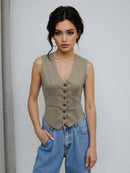 Plaid Button Down Vest