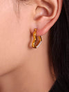 Elegant 18K Gold-Plated Stainless Steel Heart Earrings with Rhinestones - Trendy Jewelry Accessory - Store 42