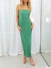 Lace-Up Back Tube Maxi Dress Green