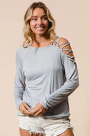 BiBi Jersey Knit One Shoulder Top with Criss Cross - Store 42