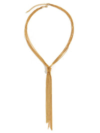 Elegant Twisted Knot Chain Tassel Necklace in Platinum and 18K Gold-Plated Finish - Store 42