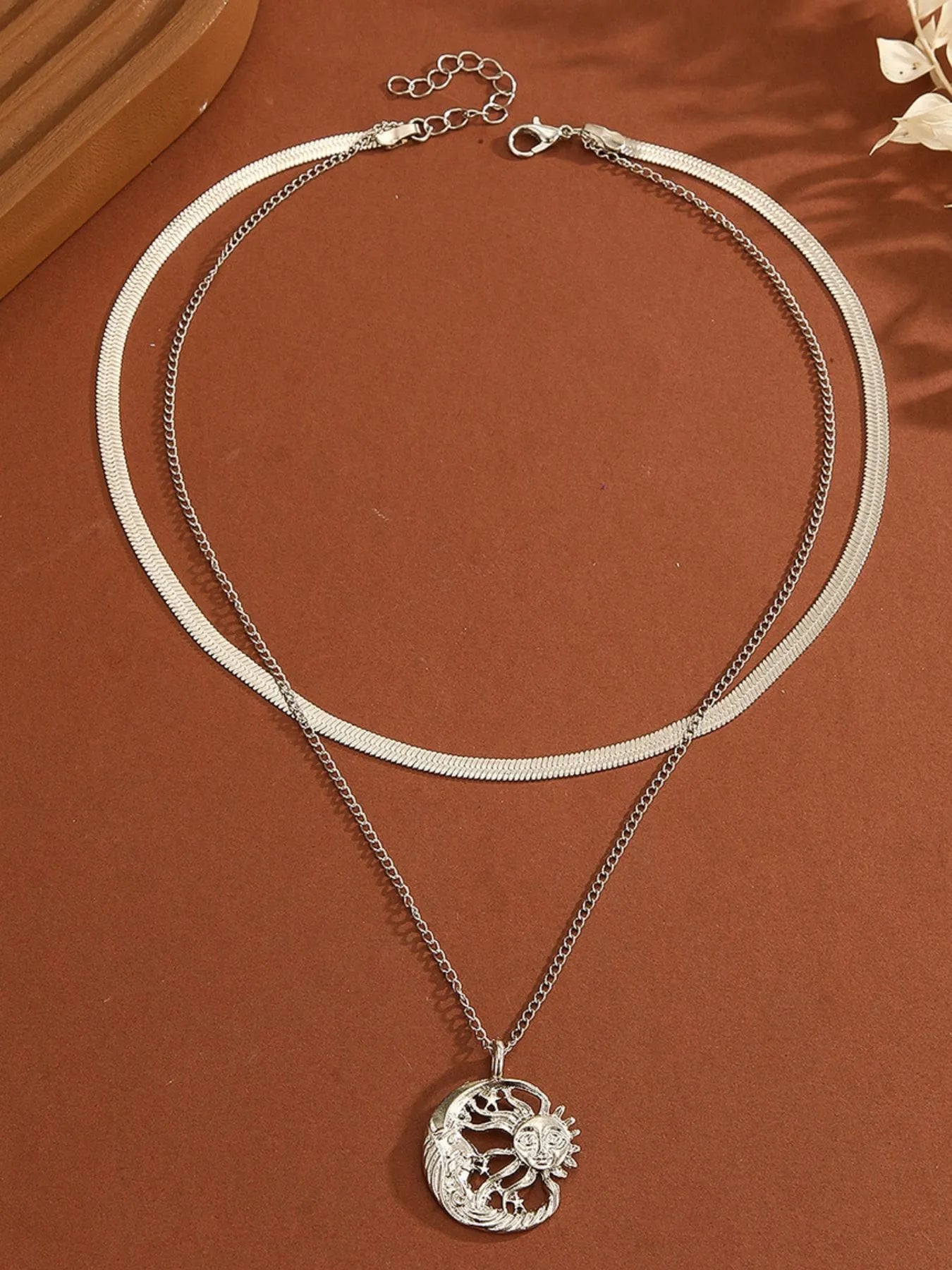 Double Layer Sun Moon Necklace