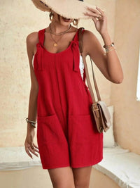 Full Size Knot Strap Romper with Pockets Plus Size - Store 42