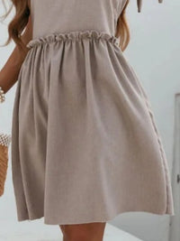 V-Neck Tie Shoulder Mini Dress