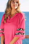 BiBi Leopard Print Contrast Tiered Sleeves Thermal Top - Store 42