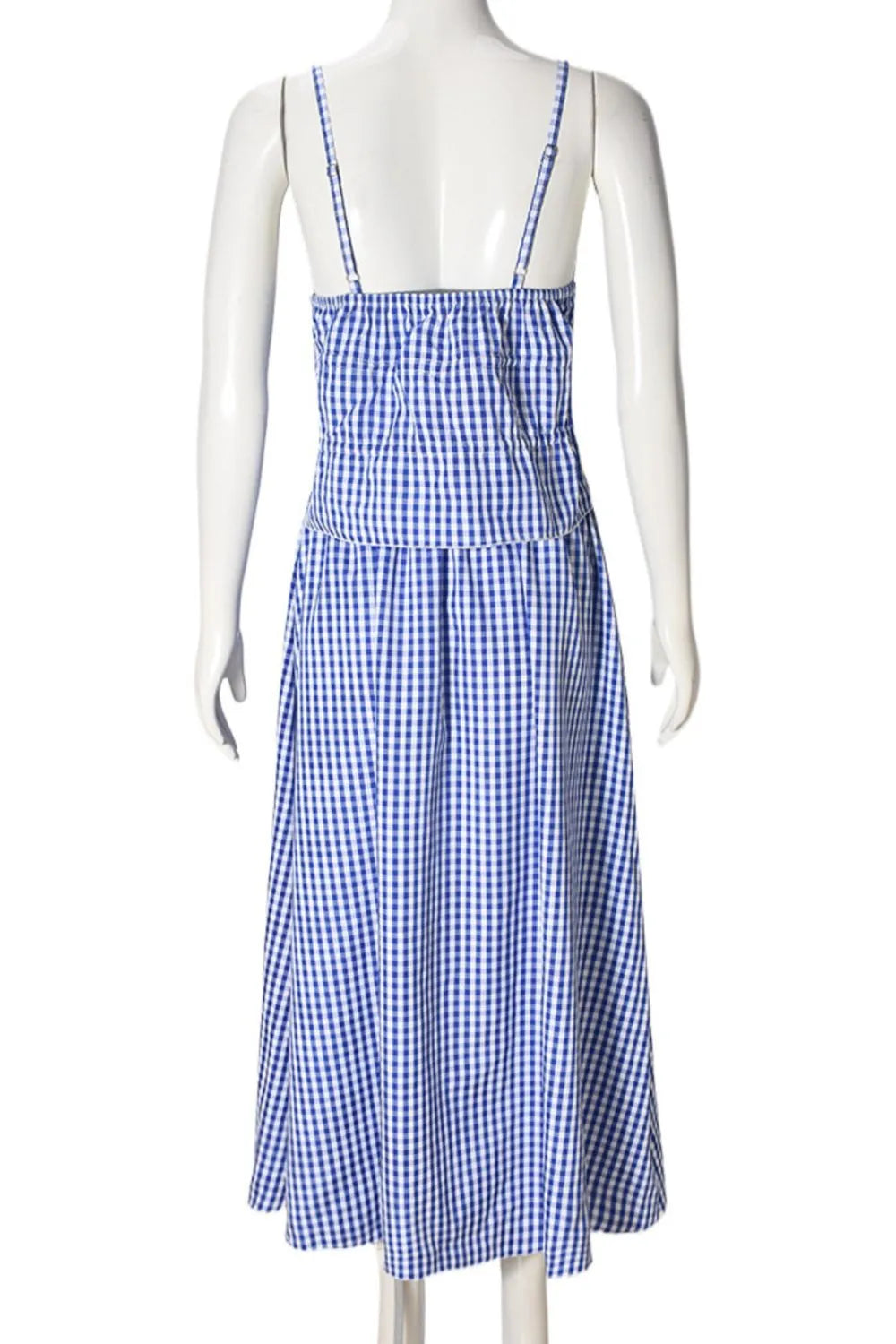 Plaid Tie Front Cami and Skirt Set