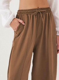Full Size Drawstring Wide Leg Cropped Pants Plus Size - Store 42