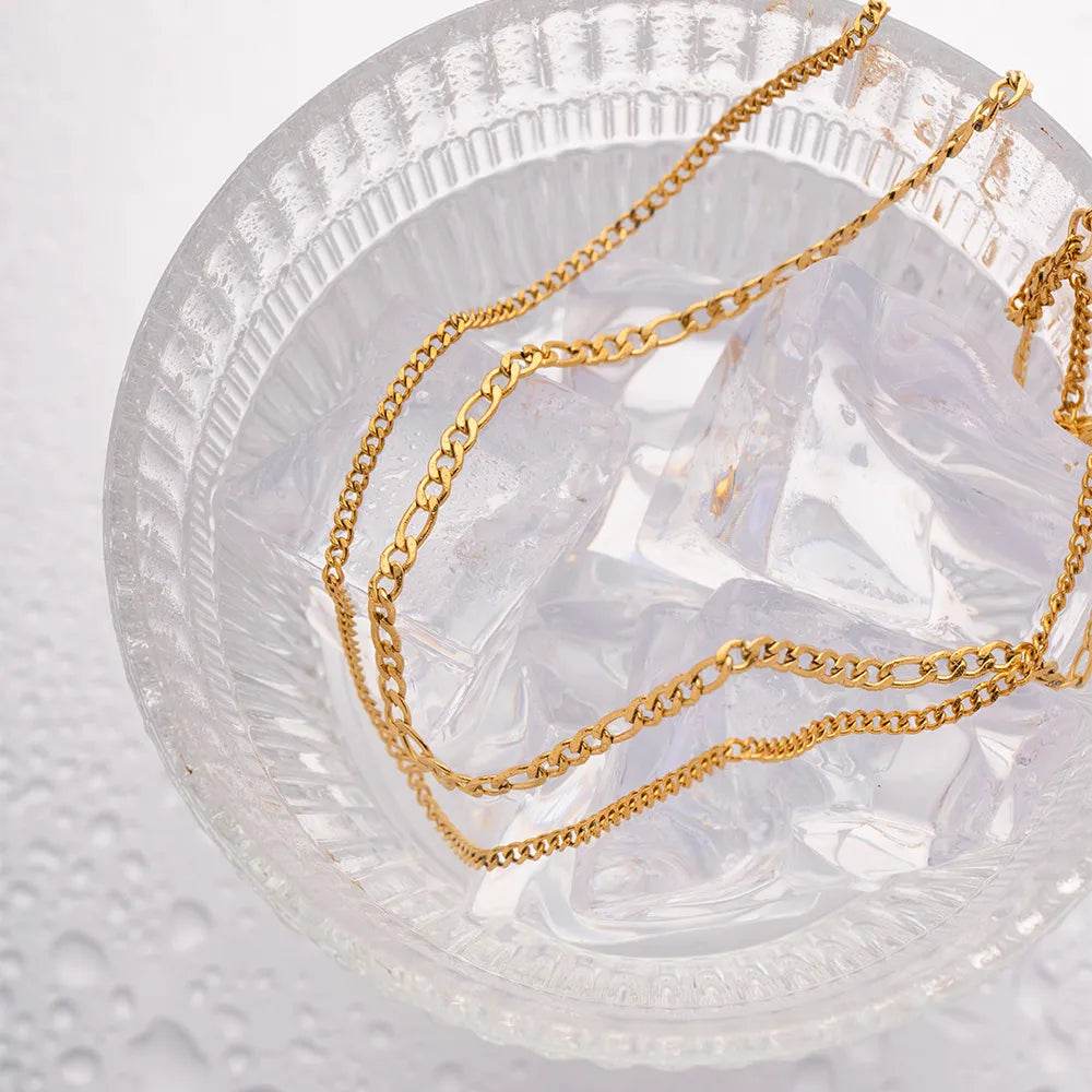 18K Gold-Plated Stainless Steel Double-Layered Necklace - Elegant Layered Design & Durability