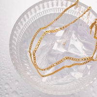 18K Gold-Plated Stainless Steel Double-Layered Necklace - Elegant Layered Design & Durability - Store 42