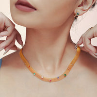 Titanium Steel Zircon Necklace Gold One Size